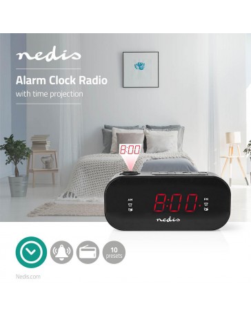 Digitale Wekkerradio LED-Scherm Tijdprojectie AM / FM Snoozefunctie Slaaptimer Aantal alarmen: 2 / Zwart