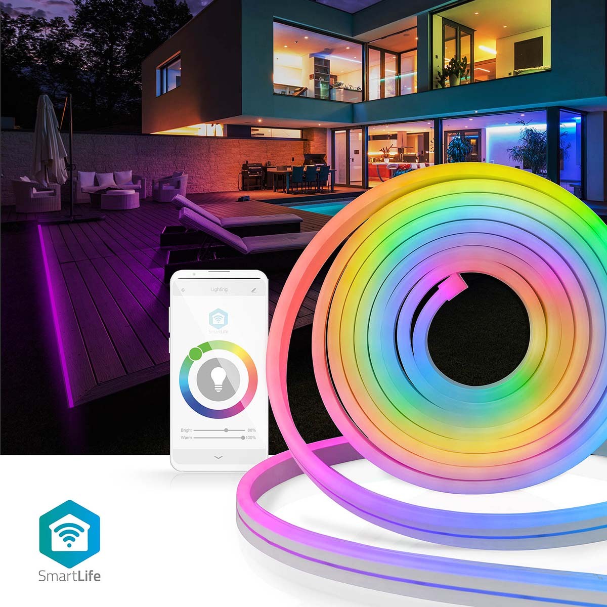 SmartLife Gekleurde LED-strip Wi-Fi Meerkleurig 5000 mm IP65 lm Android™ / - PC-Flex